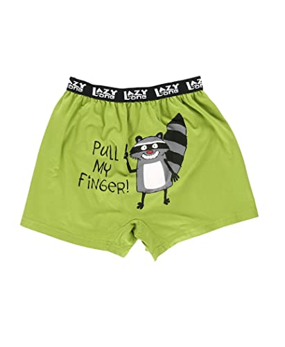 Lazy One Funny Animal Boxers, Novelty Boxer Shorts, Humorous Kids' Underwear, Gag Gifts for Boys, Fart, Raccoon (Pull My Finger, Large)