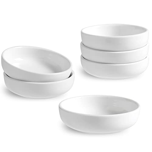 Auanlay Ceramic Dipping Bowls Set of 6, Soy Sauce Dish, 3 Oz Dip Bowls, Mini Pinch Bowls, Sauce Cups, Small Serving Bowls for Side Dishes, Condiment, Sushi, Appetizer, Seasoning, White