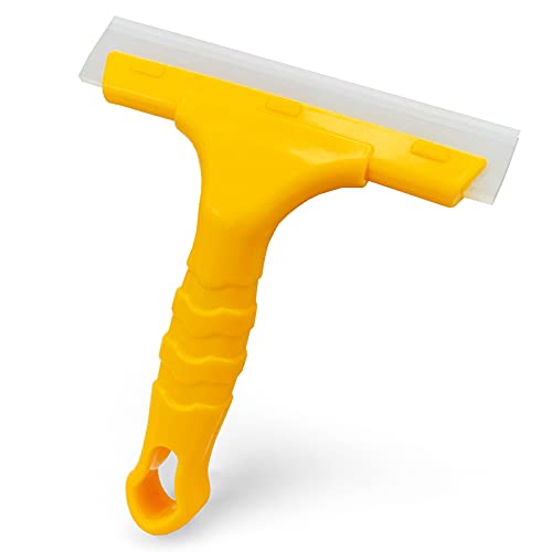 CCyanzi Silicone Blade Small Squeegee, Shower Glass Squeegee, Window Tint Squeegee, for Window, Bathroom Mirrors, Shower Door and Car Windshield, 5.5x5.5inch, Yellow