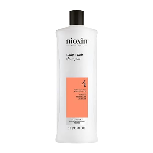 Nioxin System 4 Scalp + Hair Shampoo - Hair Thickening Shampoo For Damaged Hair with Progressed Thinning, 33.8 fl oz (Packaging May Vary)