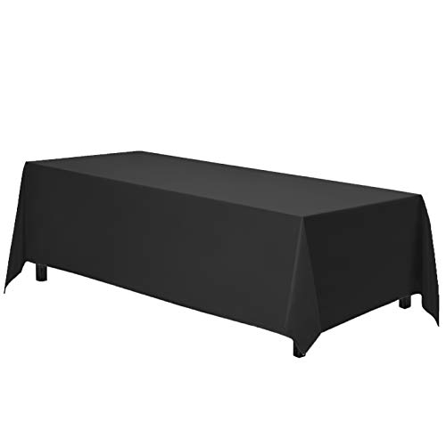 Gee Di Moda Rectangle Tablecloth - 70 x 120 Inch Black Table Cloth for 6 or 8 Foot Rectangle Table - Heavy Duty Washable Fabric - for Buffet Table, Holiday Party, Dinner, Wedding & Baby Shower
