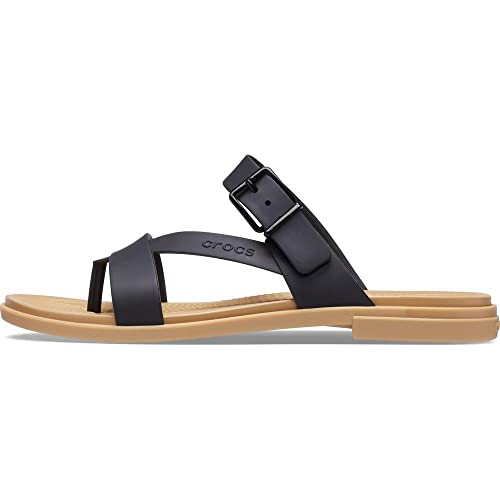 Crocs Women's Tulum Toe Post Sandals, Black/Tan, Numeric_9