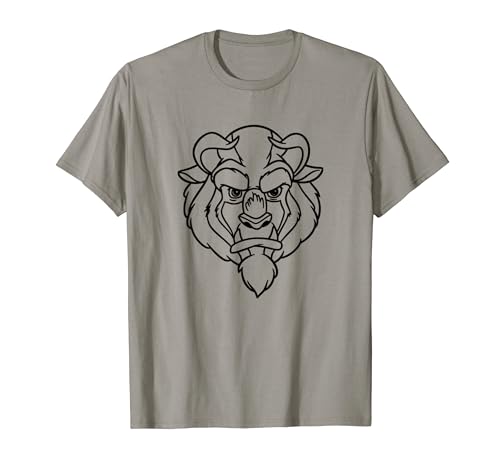 Disney Beauty And The Beast Beast Simple Black Outline T-Shirt