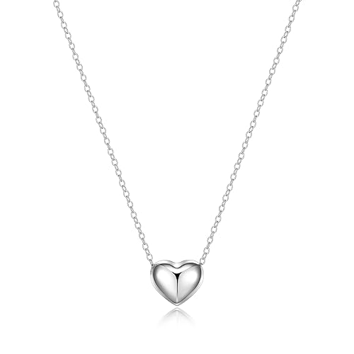 MORGAN & PAIGE 925 Sterling Silver Puffed Heart Necklace, 18'