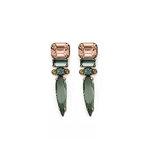 Sorrelli Spiked Drop Earrings, Rhinestone Dangling Earring, Vintage Inspired Crystal Studs, Pierced, Antique Gold-Tone Finish, Legacy Stone Pop