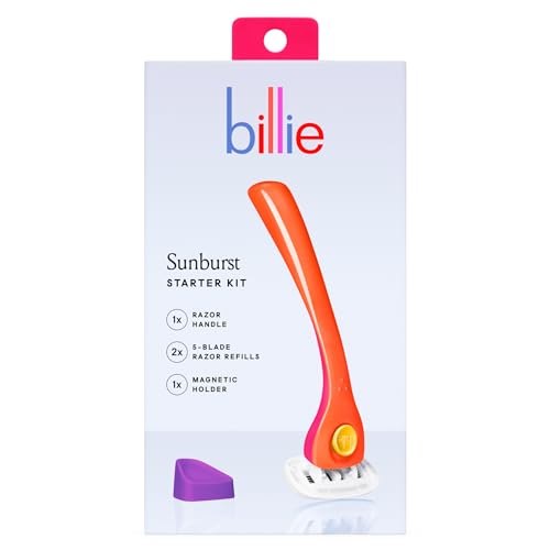 Billie Razors for Women Shave Kit – Women’s Razor + 2 x 5-Blade Razor Refills + Magnetic Holder – Sunburst