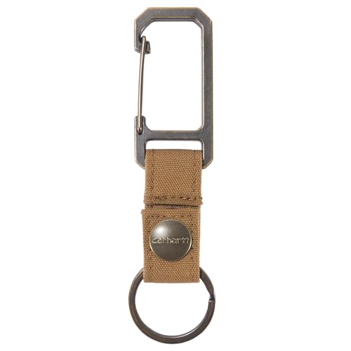 Carhartt unisex adult Nylon Duck Key Keeper, Durable Keychain With Self-locking Clip Wallet, Nylon Duck (Carhartt Brown), One Size US