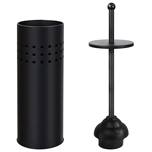 Blue Donuts Toilet Plunger with Holder for Bathroom, Multi Drain Suitable Also for Bathtubs, Quick Dry, Black