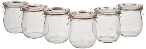 Mini Tulip Jelly Jar with Glass Lids 6 Rings and 12 Clamps, 6 Count (Pack of 1)