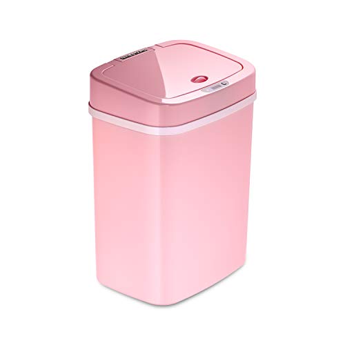 Ninestars DZT-12-5PK Bedroom or Bathroom Automatic Touchless Infrared Motion Sensor Trash Can, ABS Plastic (Rectangular, Pink) Trashcan, 3 Gal 1 Count (Pack of 1)