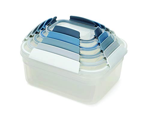 Joseph Joseph Nest Lock Plastic BPA Free Food Storage Container Set with Lockable Airtight Leakproof Lids, 10-Piece, Sky