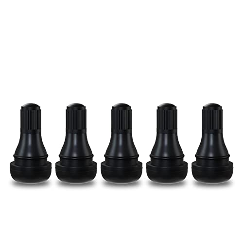 CKAuto TR412 Rubber Snap-in Short Black Tire Valve Stem for Tubeless 0.453 Inch 11.5mm Rim Holes on Standard Vehicle Tires (5pcs/Bag)