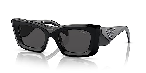 Prada PR 13ZS 1AB5S0 Black Plastic Cat-Eye Sunglasses Grey Lens