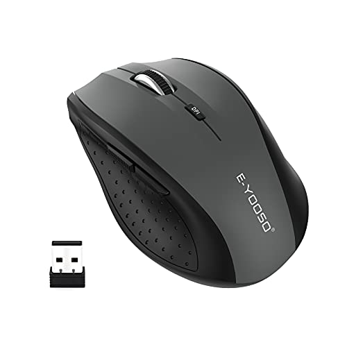 E-YOOSO Wireless Mouse, Computer Mouse 18 Months Battery Life Cordless Mouse, 5 Level 4800 DPI, 6 Button Ergo Wireless Mice, 2.4G Portable USB Wireless Mouse for Laptop, Mac, Chromebook, PC, Windows