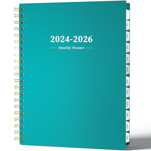 Ymumuda 2024-2026 Monthly Planner - 2 Year Monthly Planner, JUL.2024 to JUN.2026, 8.5' x 11', Large Planner with Spiral Bound, Excellent for School & Office Schedule, Turquoise