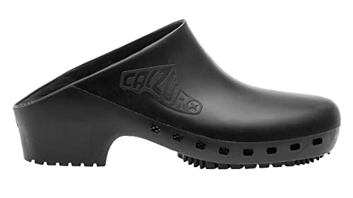 CALZURO Black Classic Autoclavable Clogs Without Holes, Made in Italy, Non Slip, Eco Friendly, Rubber Nursing Shoes, Great for Gardening, Food Service, Cruelty Free- 39/40 US Women's 9.5-10.0