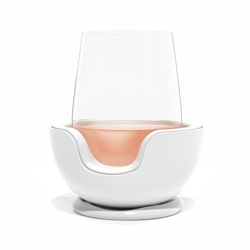 VoChill Stemless Wine Glass Chiller | Keep the Chill In Your Glass | New Wine Accessory | Separable & Refreezable Chill Cradle | Actively Chills Stemless Glassware | Quartz, Single Stemless