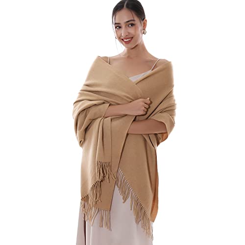 RIIQIICHY Winter Scarf for Women Camel Pashmina Shawls Wraps for Evening Dresses Large Warm Soft Scarves