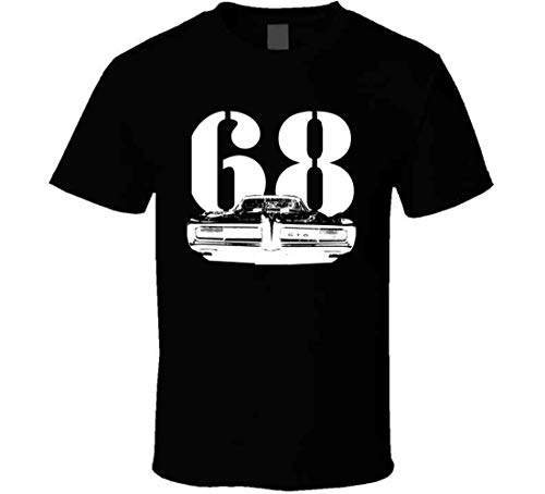 CarGeekTees 1968 GTO Grill View with Year Navy Blue T Shirt L Black