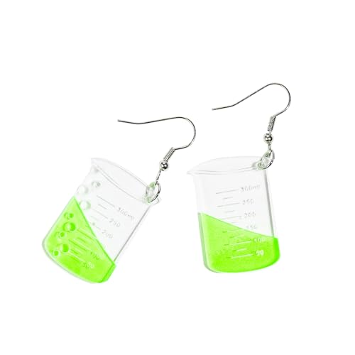 Chemistry Flask Earrings ，Beaker Earrings - Science Earrings ， Medical Earrings -green