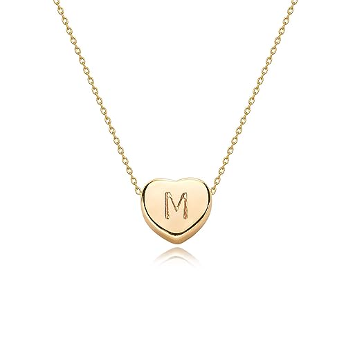 Tiny Gold Initial Heart Necklace-14K Gold Plated Handmade Dainty Letter Heart Necklace Gift for Women Necklace Jewelry