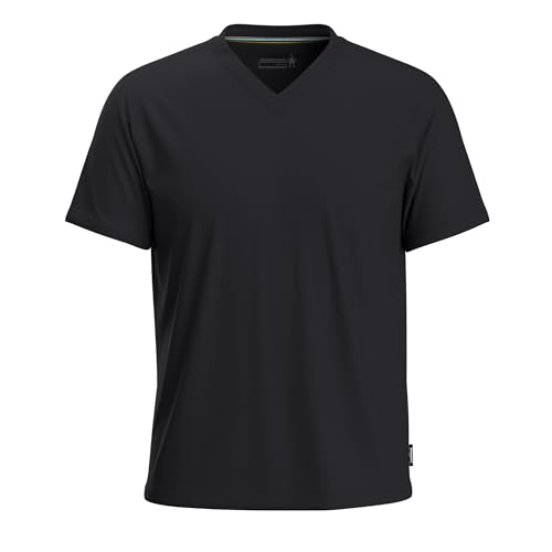 Smartwool Men's Merino Wool Perfect V-Neck Short Sleeve Tee (Standard Fit) Black