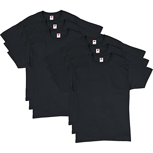 Hanes mens Essentials Short Sleeve T-shirt fashion Value Pack (6-pack) Black, X-Large US