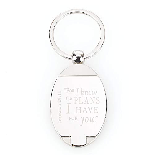 Christian Art Gifts Engravable Metal Keychain | For I Know The Plans I Have For You Jeremiah 29:11 Bible Verse | Inspirational Accessory Keychain/Keyring for Men and Women