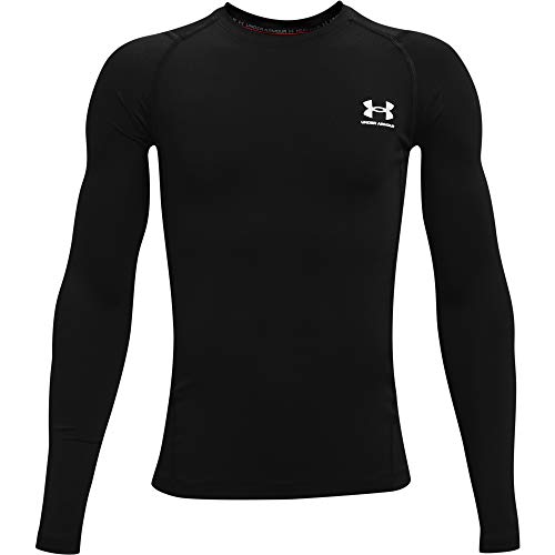 Under Armour Boys' HeatGear Armour Long-Sleeve T-Shirt , Black (001)/Pitch Gray , Large