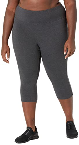 Spalding Women's Essential Capri Legging | Comfortable 4-Way Stretch Athletic Pants | High-Waist Charcoal Heather |Large
