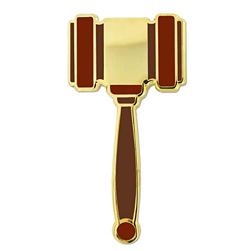 PinMart Gavel Mallet Enamel Lapel Pin Judge Lawyer Student Auctioneer Gift