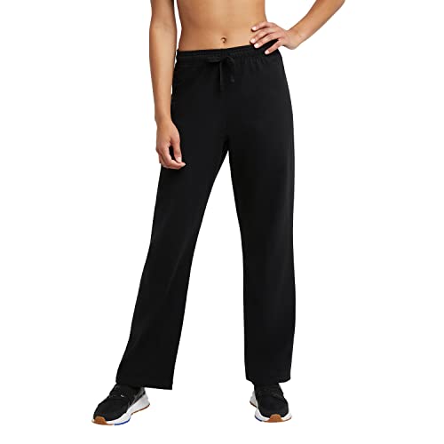 Champion, Jersey, Lightweight, Comfortable Lounge Pants for Women, 31.5' (Plus Size Available), Black, XX-Large