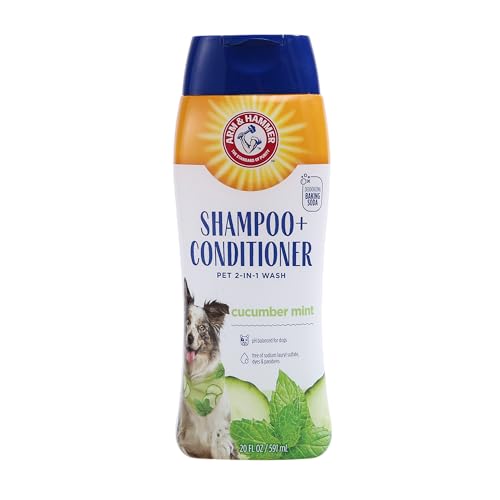 Arm & Hammer for Pets 2-In-1 Shampoo & Conditioner for Dogs | Dog Shampoo & Conditioner in One | Cucumber Mint, 20 Ounce Bottle Dog Shampoo and Conditioner for All Dogs