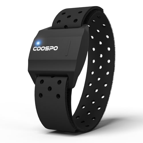 COOSPO Armband Heart Rate Monitor, Bluetooth ANT+ HR Optical Sensor for Sport, Rechargeable Dual Band IP67 HRM, Compatible with Peloton,Wahoo,Polar Beat,Strava,Zwift,DDP Yoga