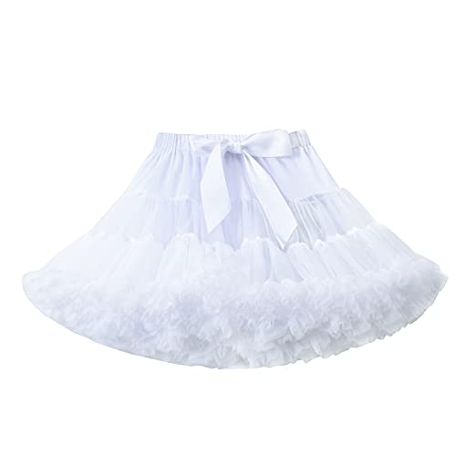 Baby Girls Tutu Skirt Princess Fluffy Soft Chiffon Ballet Birthday Party Pettiskirt White M
