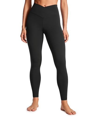 CRZ YOGA Womens Butterluxe Crossover High Waist Workout Leggings 28' - Criss Cross Full Length Gym Lounge Athletic Yoga Pants Black Small