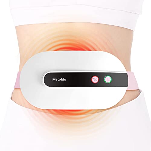 Portable Cordless Heating Pad, Heating Pad for Back Pain with 3 Heat Levels & 3 Vibration Massage Modes, Portable Electric Fast Heating Belly Wrap Belt for Women and Girl(White)