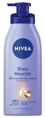 NIVEA Shea Nourish Body Lotion, Dry Skin Lotion with Shea Butter, Moisturizing Lotion for Dry Skin, 16.9 Fl Oz Pump Bottle