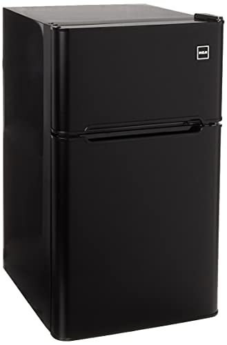 RCA - 2-Door - Compact Refrigerator/Freezer - Reversible Doors - Adjustable Thermostat - 3.2 Cu. Ft. - Black,