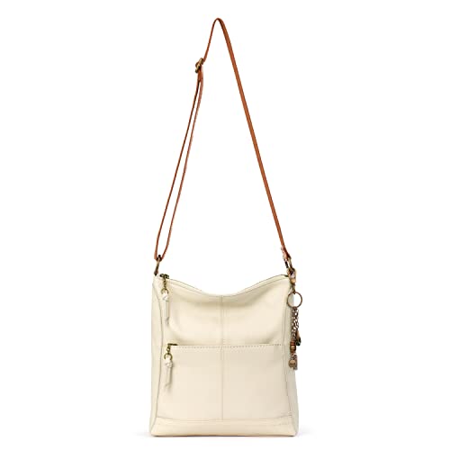 The Sak Lucia Crossbody Bag in Leather, Adjustable Strap, Stone