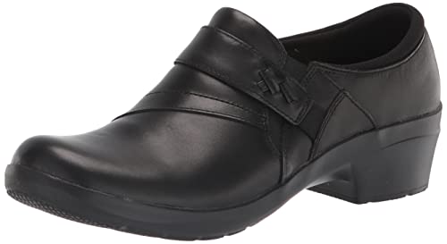 Clarks Women's Angie Pearl Loafer, Black Leather, 8