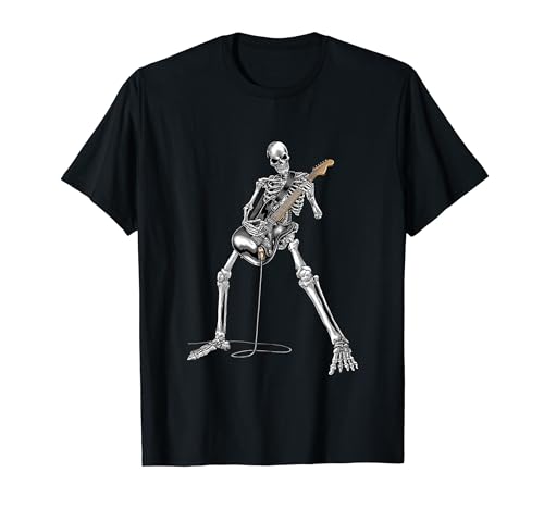 Skeleton Playing Guitar - Rock And Roll Graphic Band Tees T-Shirt