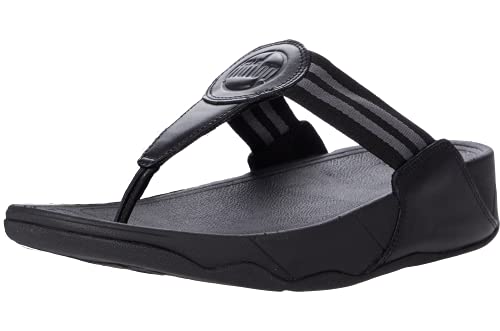 FitFlop DX4090-080 Walkstar Toe-Post Sandals All Black US10