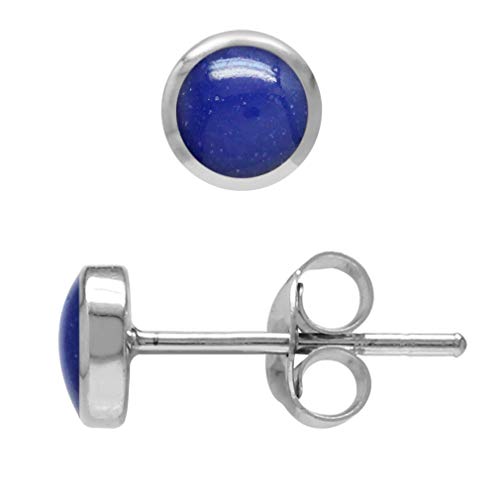 Silvershake Petite 4mm Created Blue Lapis Lazuli 925 Sterling Silver Stud Earrings Womens Jewelry Best for Second and Third Hole