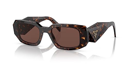 Prada PR 17WS 2AU03U Tortoise Plastic Rectangle Sunglasses Brown Mirror Lens