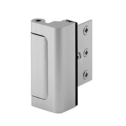 Defender Security U 10827 Door Reinforcement Lock – Add Extra, High Security to your Home and Prevent Unauthorized Entry – 3 In. Stop, Aluminum Construction, Satin Nickel (Single Pack)