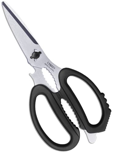 CANARY Japanese Kitchen Scissors Heavy Duty 8.2', Made in JAPAN, Dishwasher Safe Come Apart Blade, Multipurpose Kitchen Scissors, Sharp Serrated Japanese Stainless Steel, Black