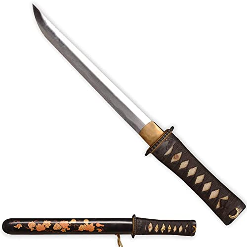 SV Mini Samurai Sword Katana Tanto Japanese Small Samurai Short Sword 1045 Medium Carbon Steel Full Tang Hand Forged Sharp 16.53 Inch
