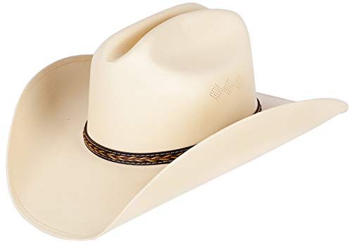 Queue Essentials Western Style Pinch Front Straw Canvas Cowboy Cowgirl Straw Hat (Canvas Sand, LXL)