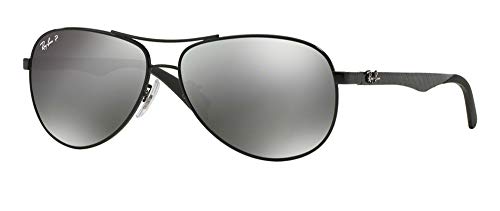 Ray-Ban RB8313 CARBON FIBRE 002/K7 61M Shiny Black/Grey Black Mirror Polarized Sunglasses For Men For Women + DIW Kit